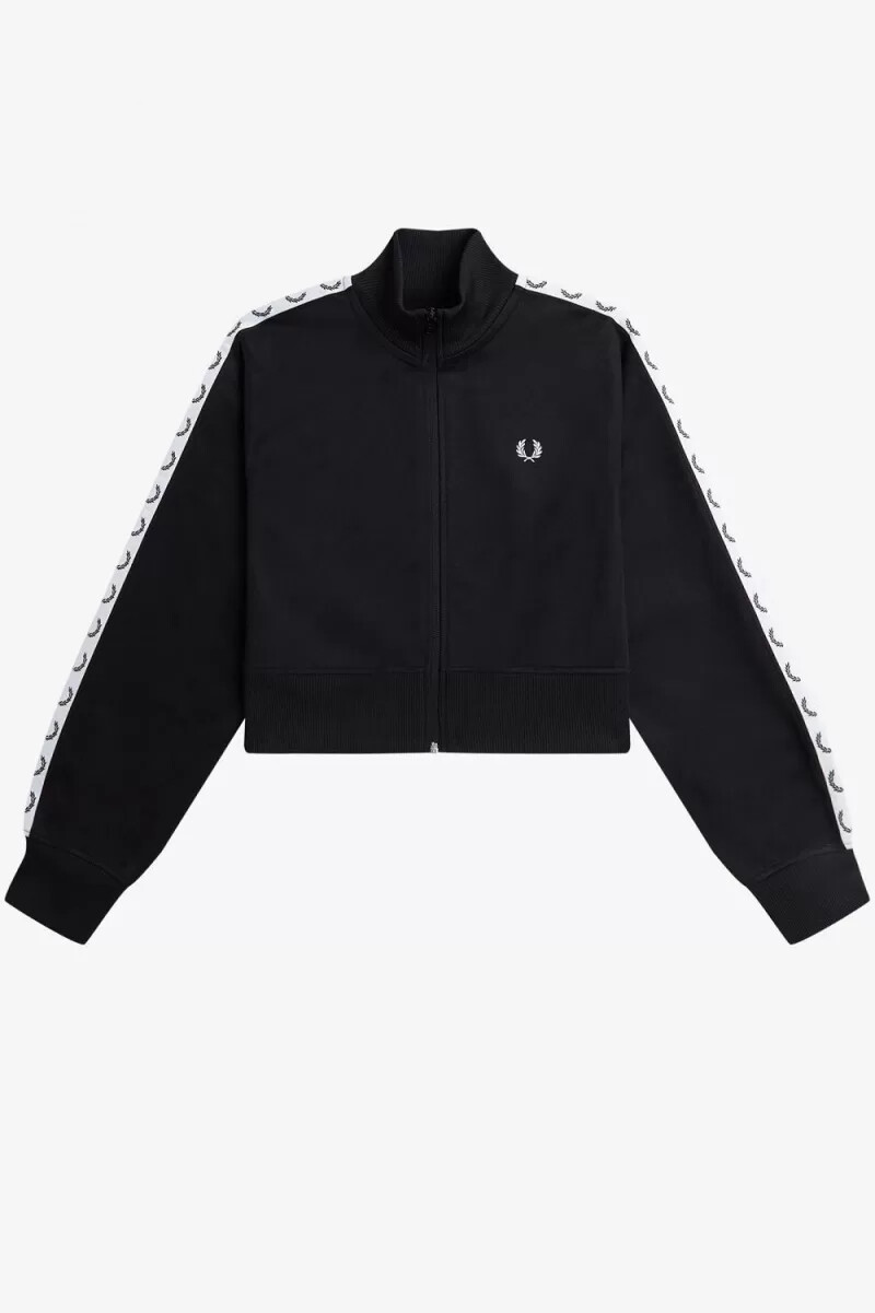 fred perry cropped tape track damenjacken schwarz