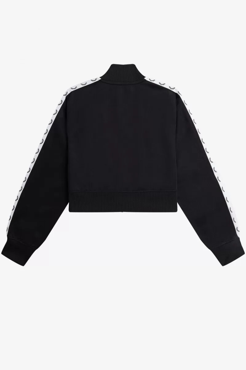 fred perry cropped tape track damenjacken schwarz