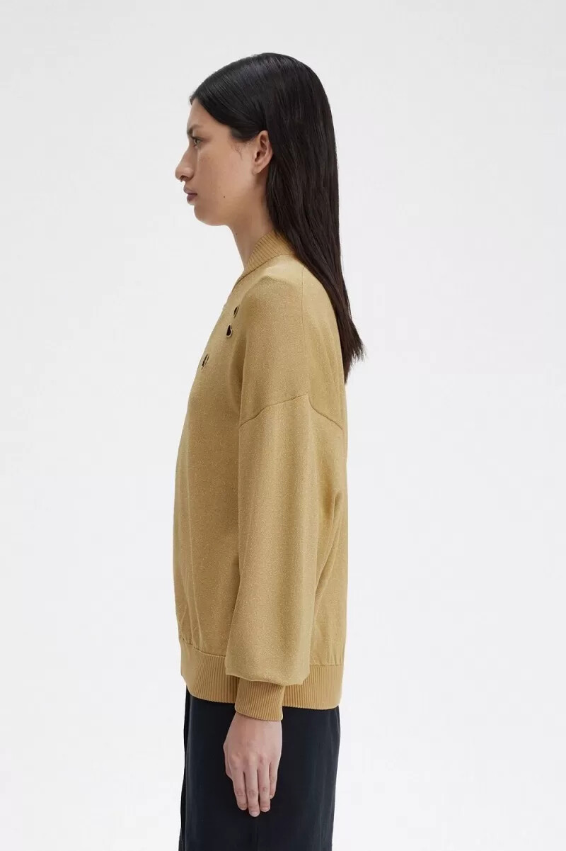 fred perry metallic strickbomberjacken für damen 1964 gold