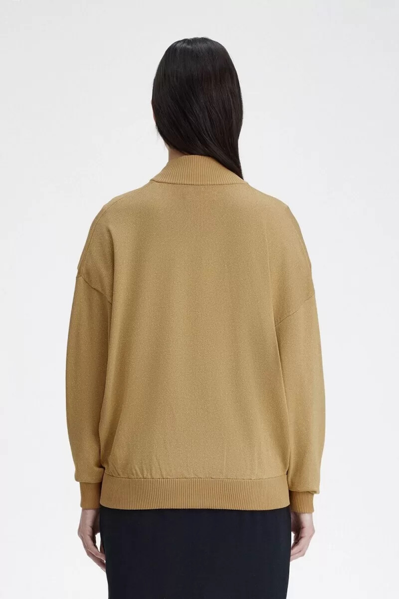 fred perry metallic strickbomberjacken für damen 1964 gold