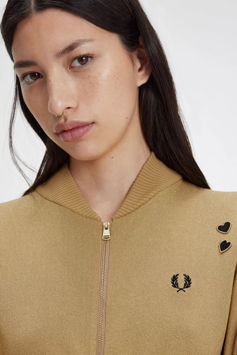 fred perry metallic strickbomberjacken für damen 1964 gold