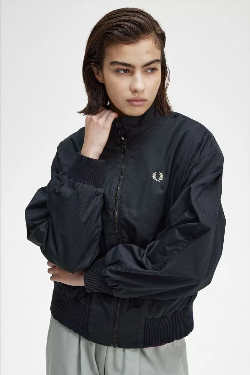 fred perry batwing damenjacke mit reißverschluss marineblau