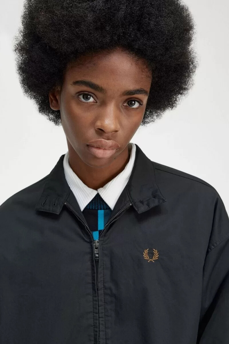 fred perry damen-steppjacke mit reißverschluss schwarz
