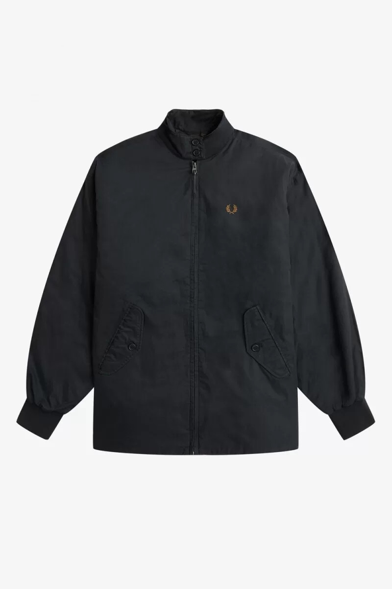 fred perry damen-steppjacke mit reißverschluss schwarz