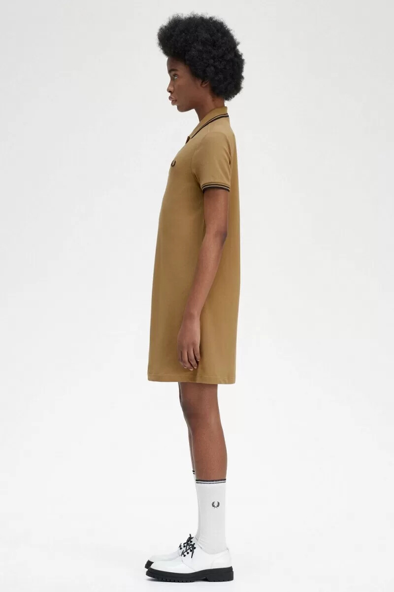 fred perry twin tipped shirt damenkleid braun