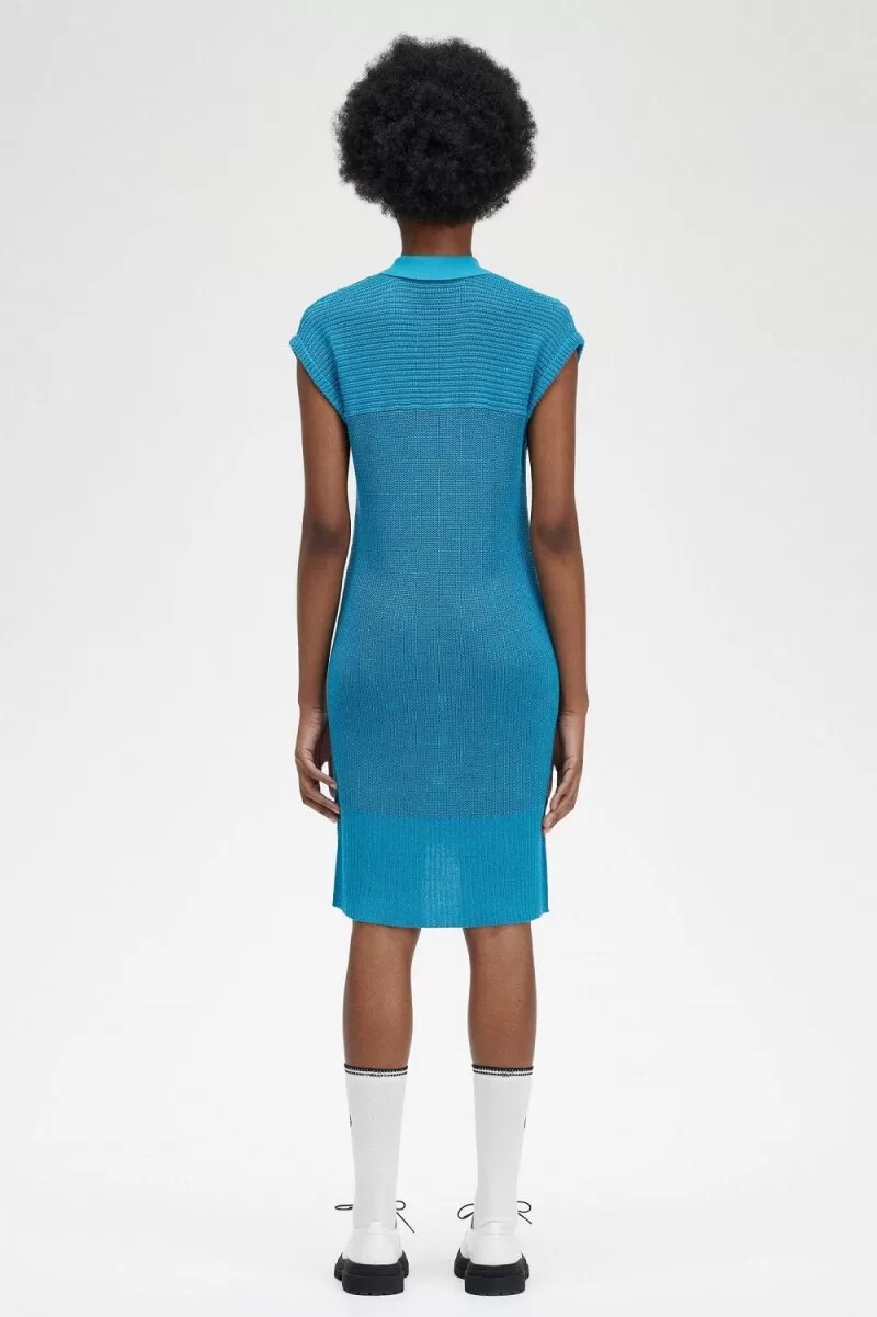 fred perry strickhemd damenkleid cyberblau
