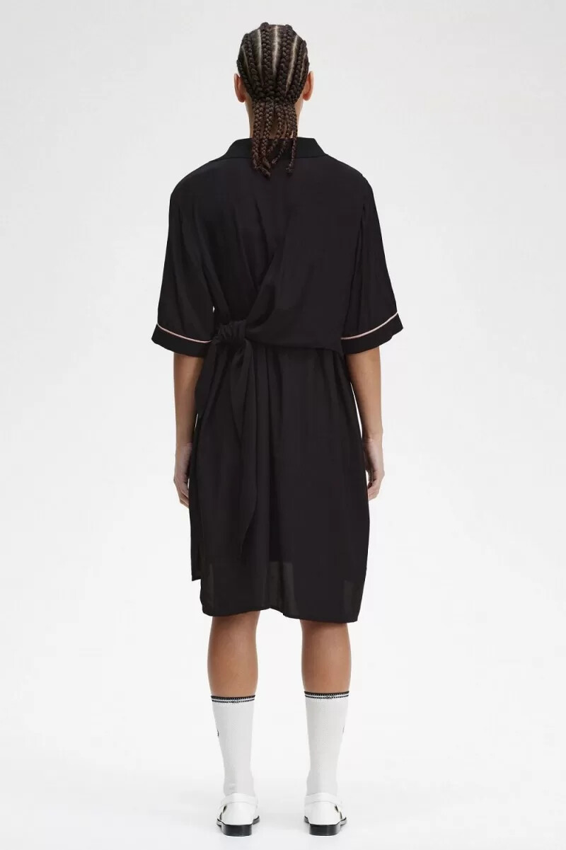fred perry bowlinghemd damenkleid schwarz