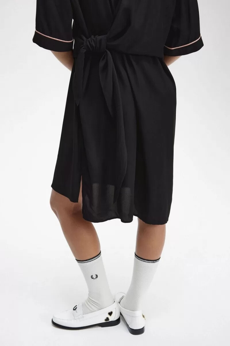 fred perry bowlinghemd damenkleid schwarz