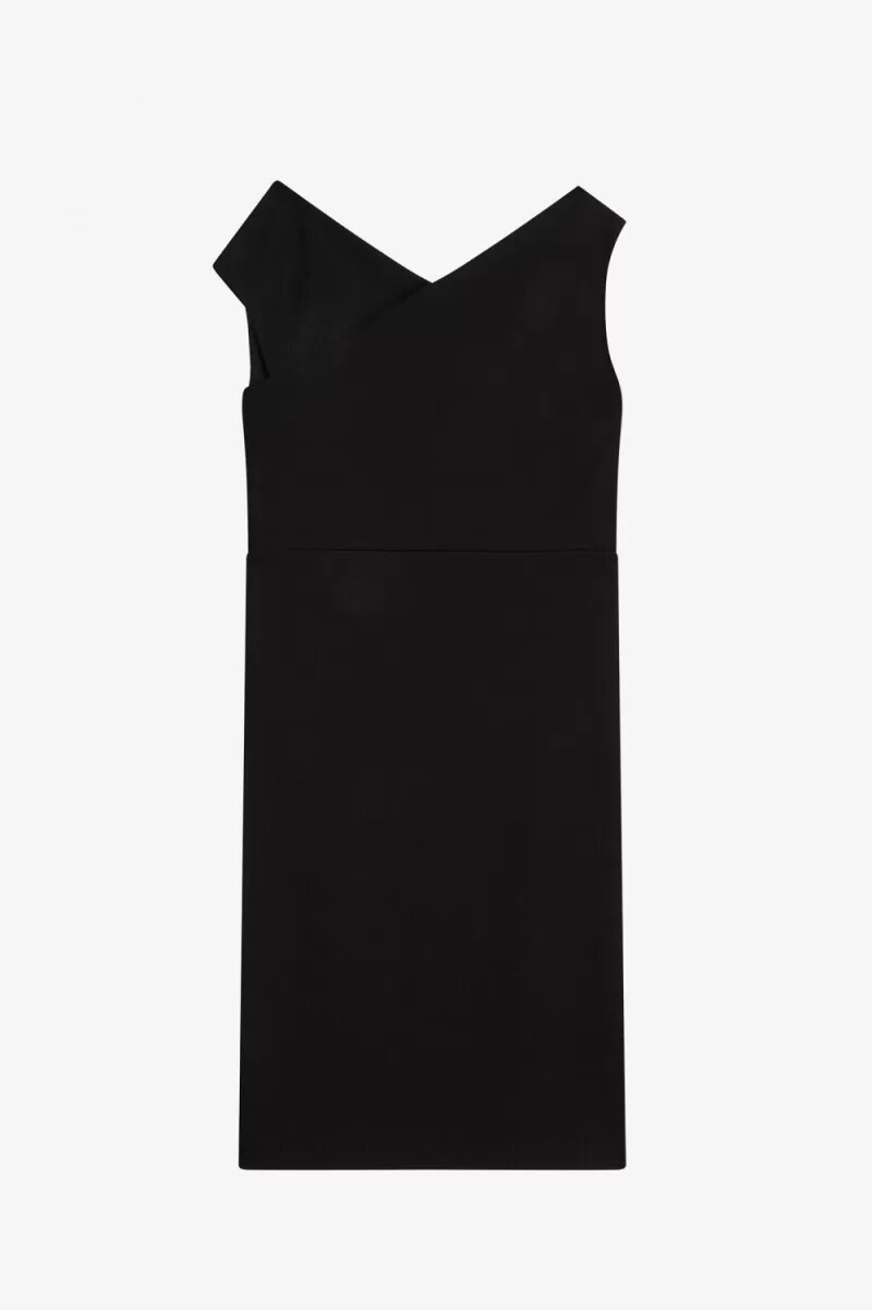fred perry schulterfreies damenkleid schwarz