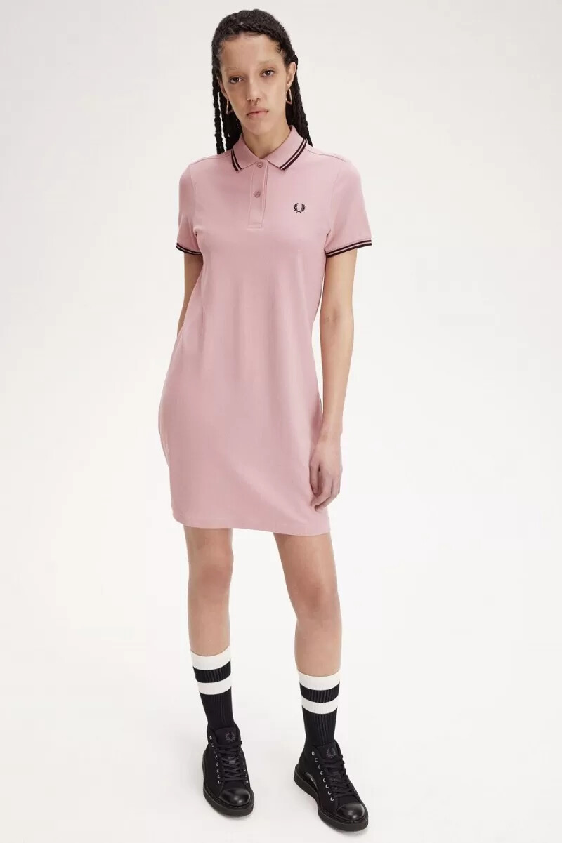 fred perry twin tipped shirt damenkleid altrosa