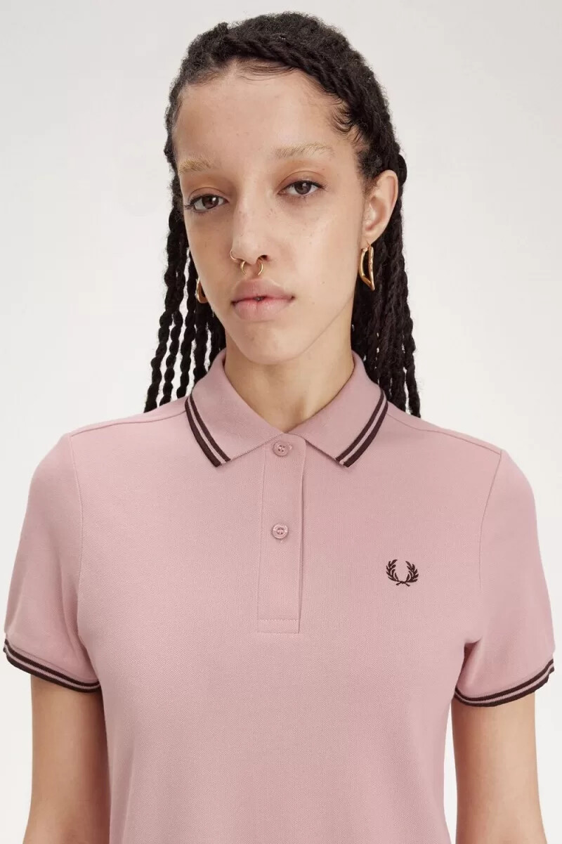 fred perry twin tipped shirt damenkleid altrosa