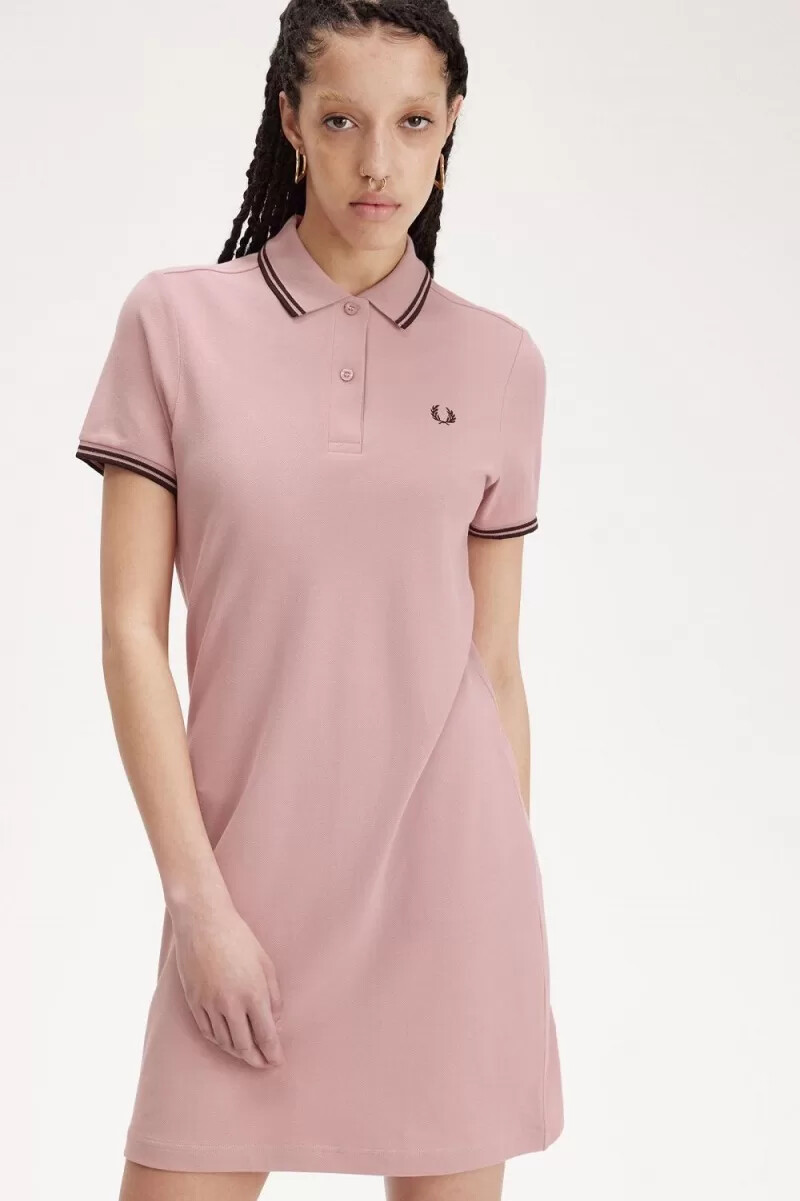 fred perry twin tipped shirt damenkleid altrosa