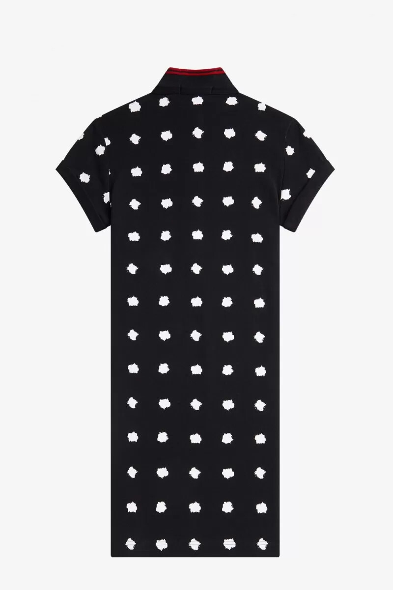 fred perry damenkleid aus piqué mit punktmuster schwarz