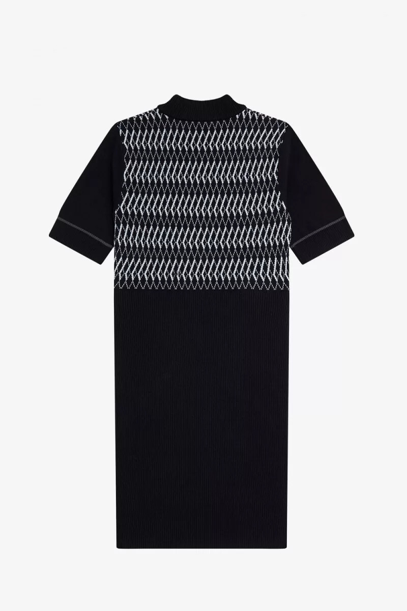 fred perry jacquard-strickkleid für damen marineblau