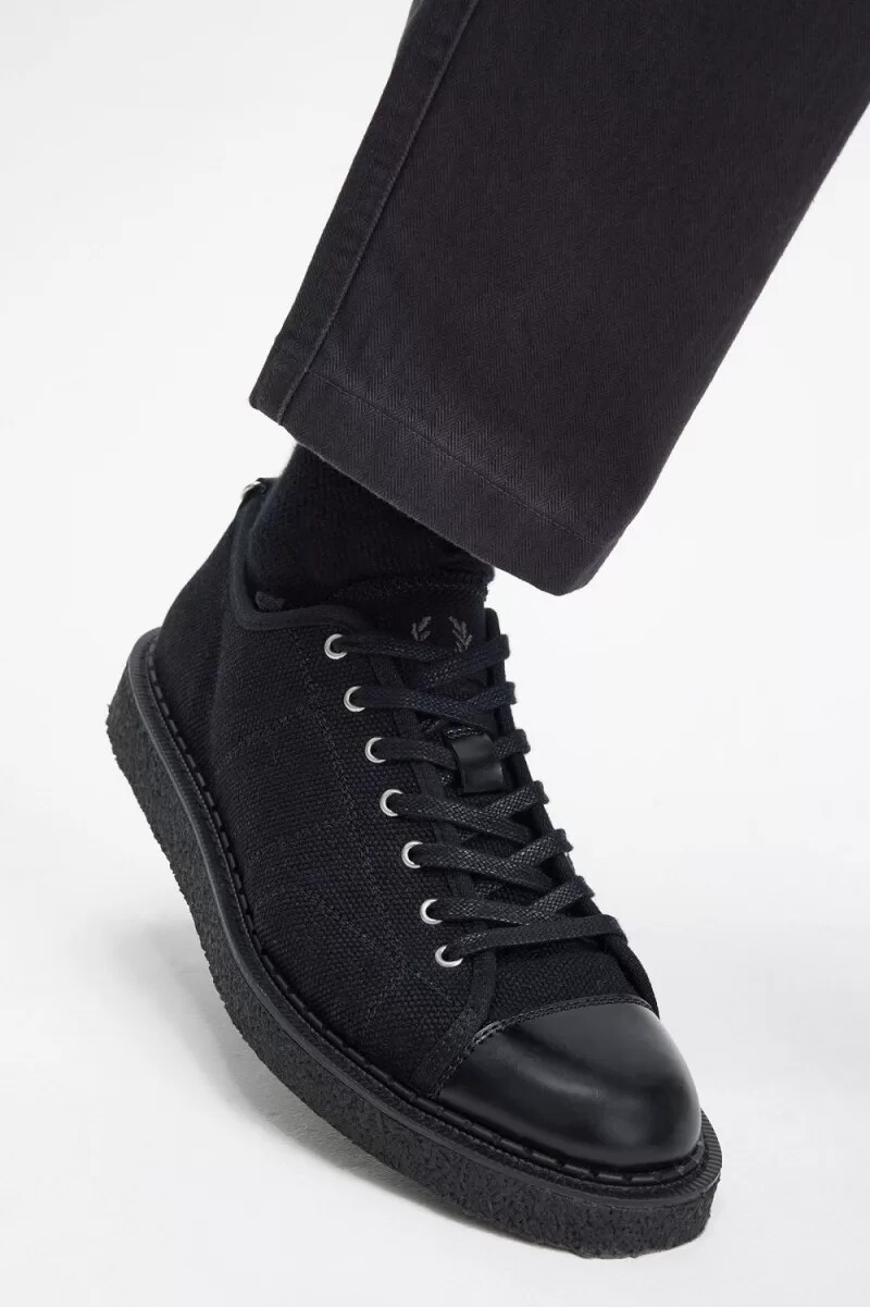 fred perry canvas monkey damen-sneaker schwarz