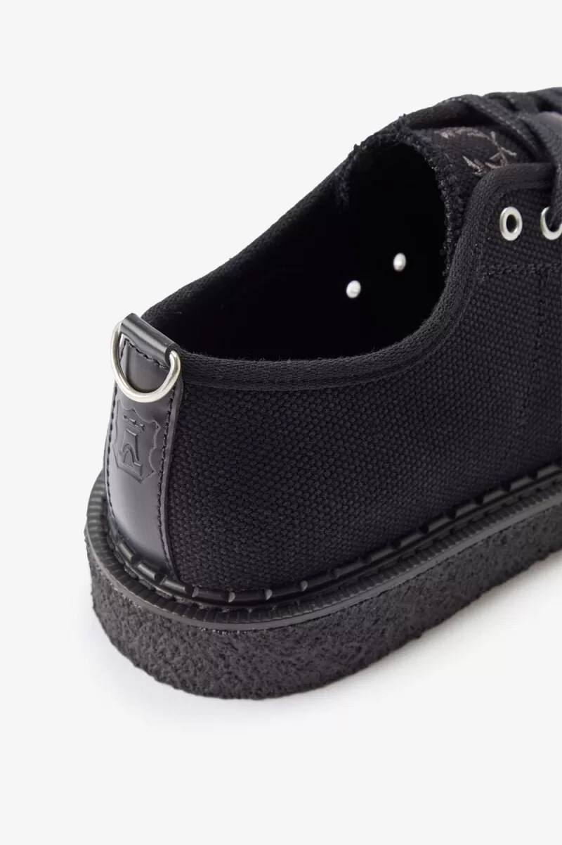 fred perry canvas monkey damen-sneaker schwarz