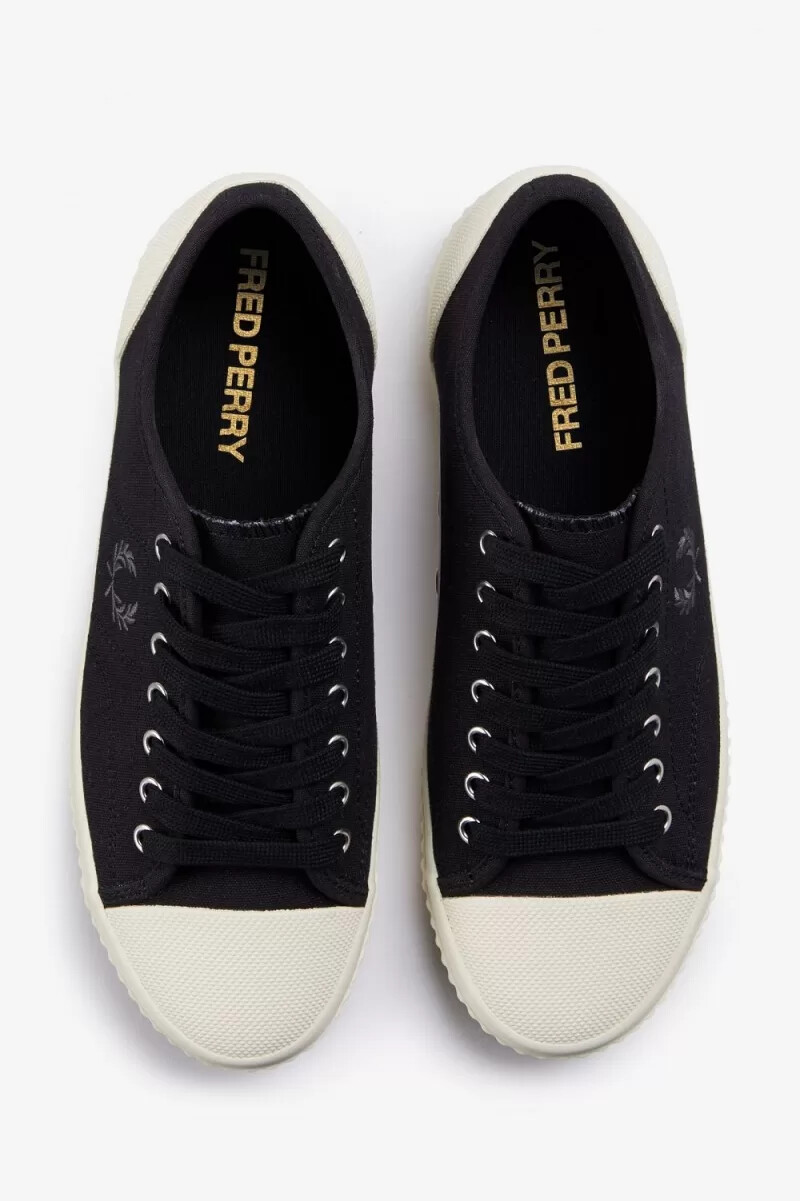 fred perry low hughes damen-sneaker schwarz-gunmetal
