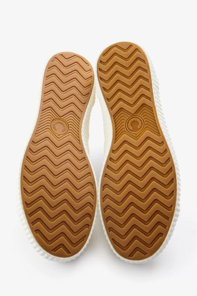 fred perry hughes low damen-sneaker hellbeige kobaltblau