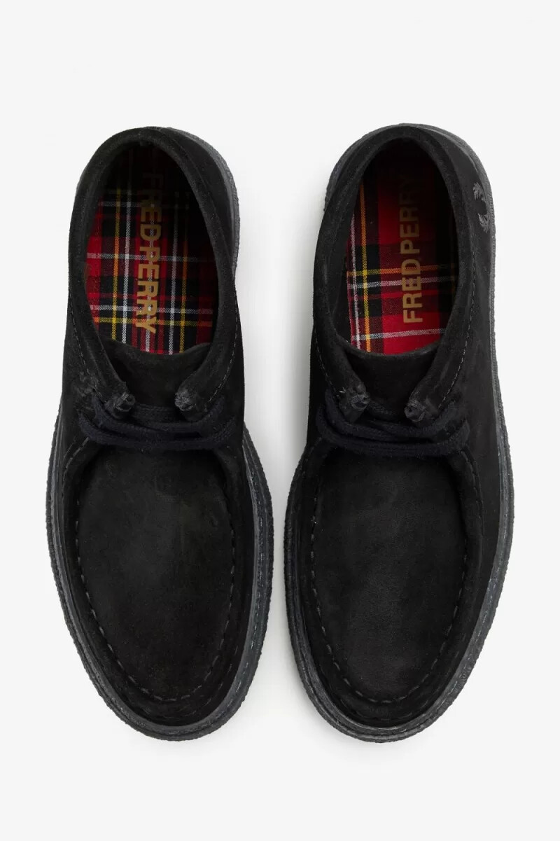 fred perry dawson mid damen-loafer schwarz