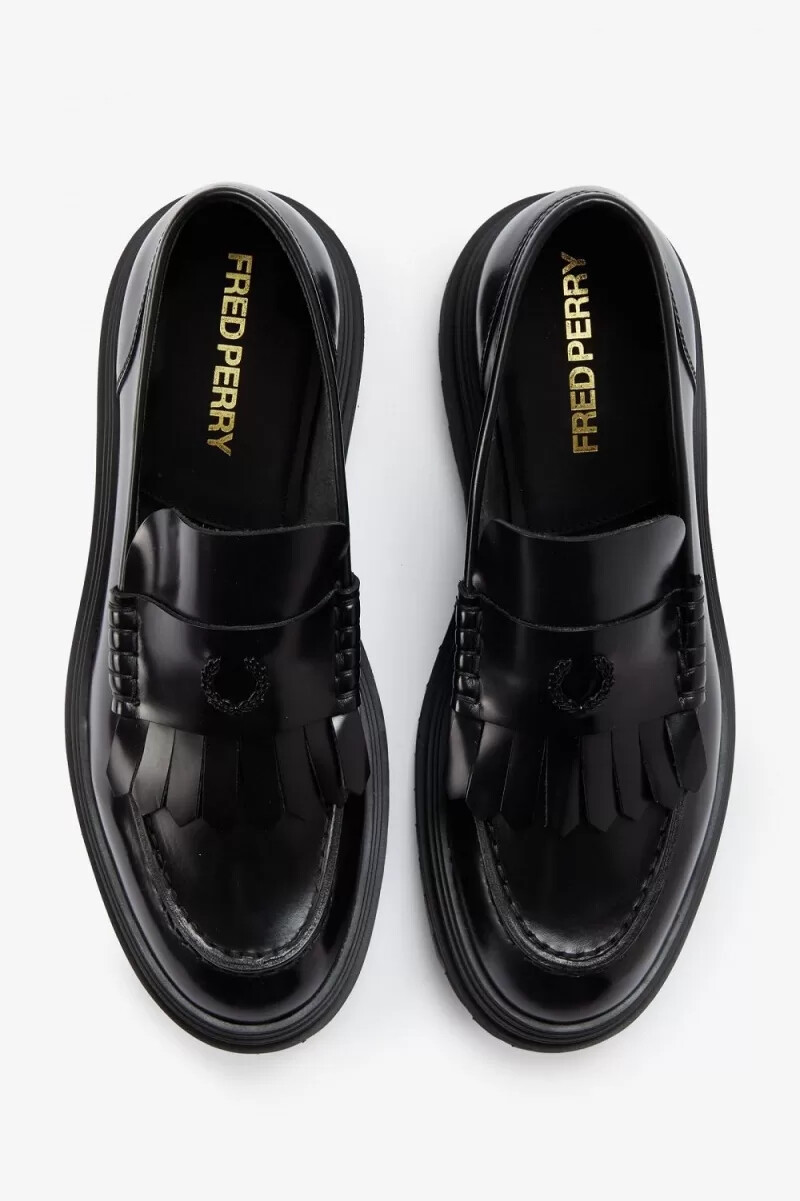 fred perry damen-loafer schwarz