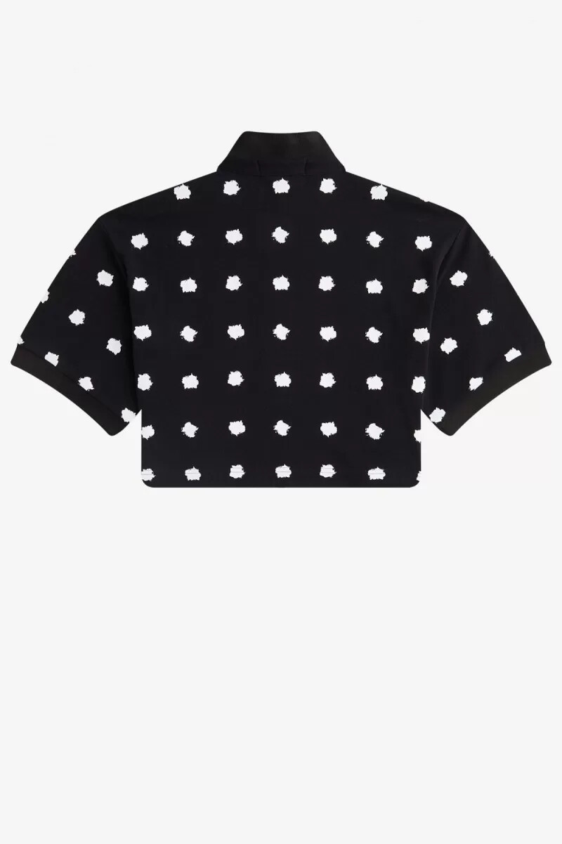 fred perry damen-poloshirt aus piqué mit punktmuster schwarz