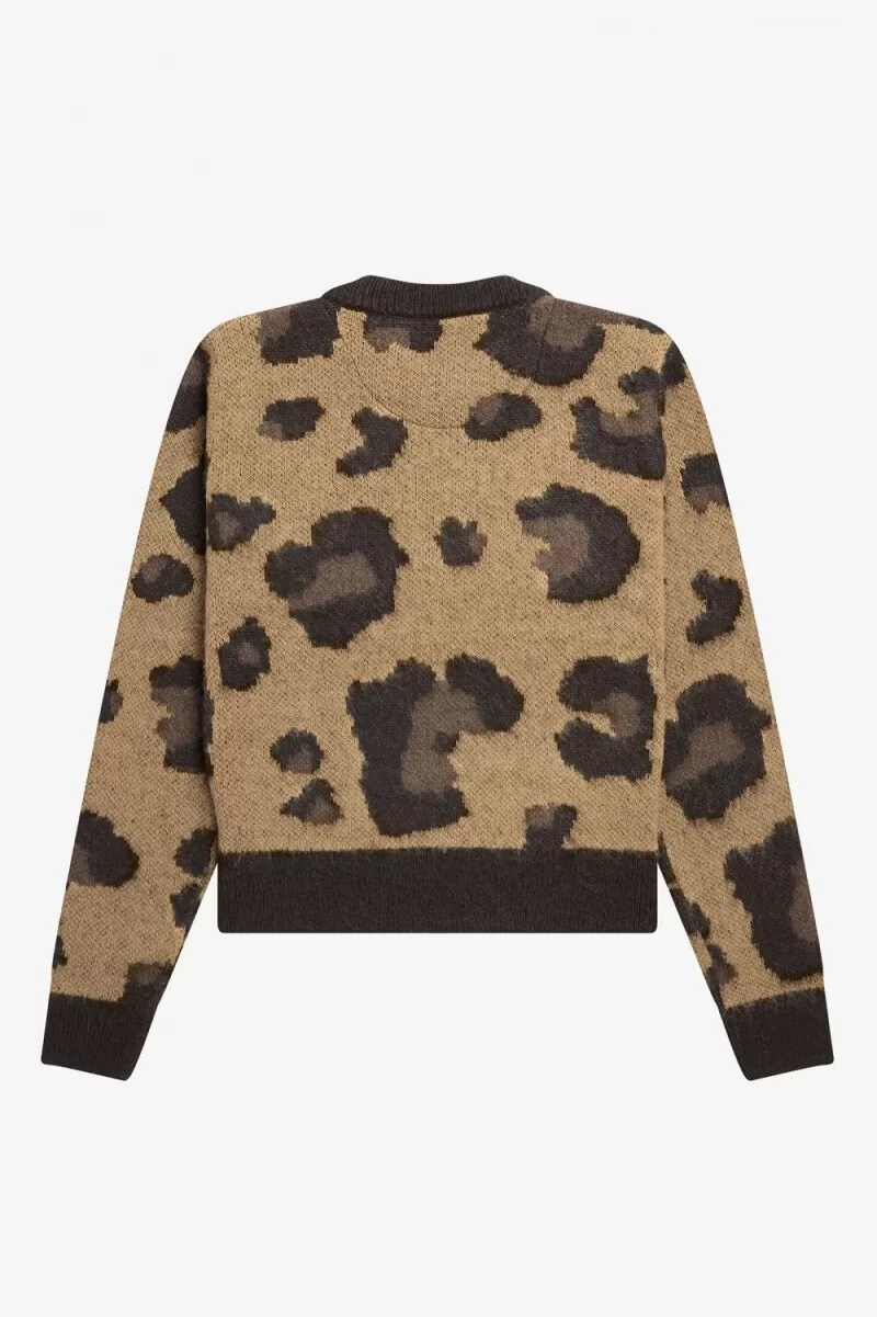 fred perry leopard damenpullover ton-in-ton-leopard