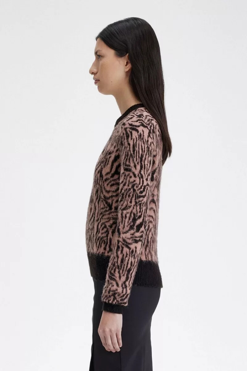 fred perry zebra damenpullover in altrosa