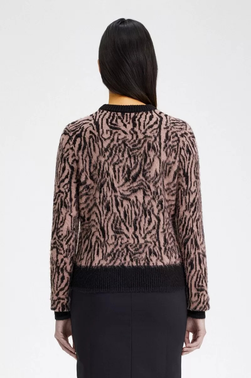 fred perry zebra damenpullover in altrosa