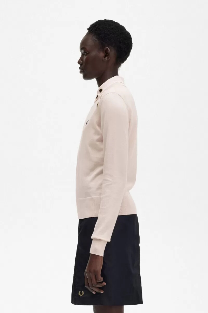 fred perry damenpullover mit stickerei milchrosa