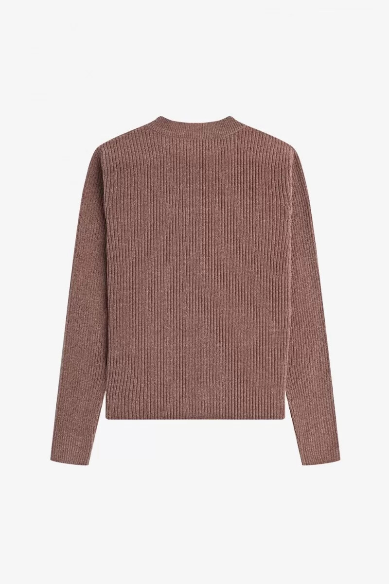 fred perry damenpullover aus chenille-rippstrick dunkelrosa