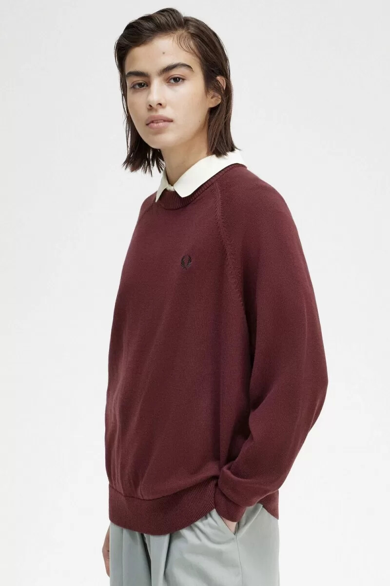 fred perry damenpullover mit rundhalsausschnitt farbe oxblood