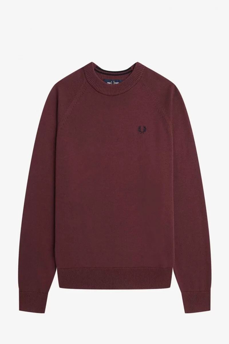 fred perry damenpullover mit rundhalsausschnitt farbe oxblood