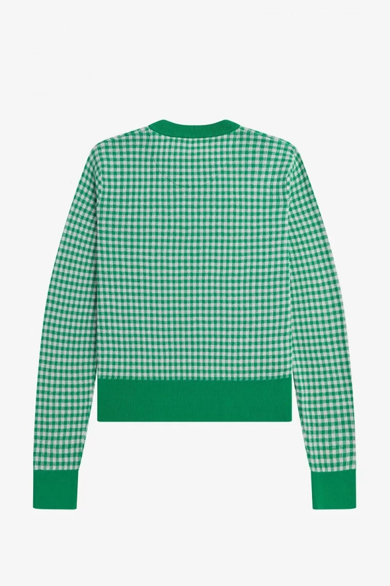fred perry damenpullover mit vichy-karo grün