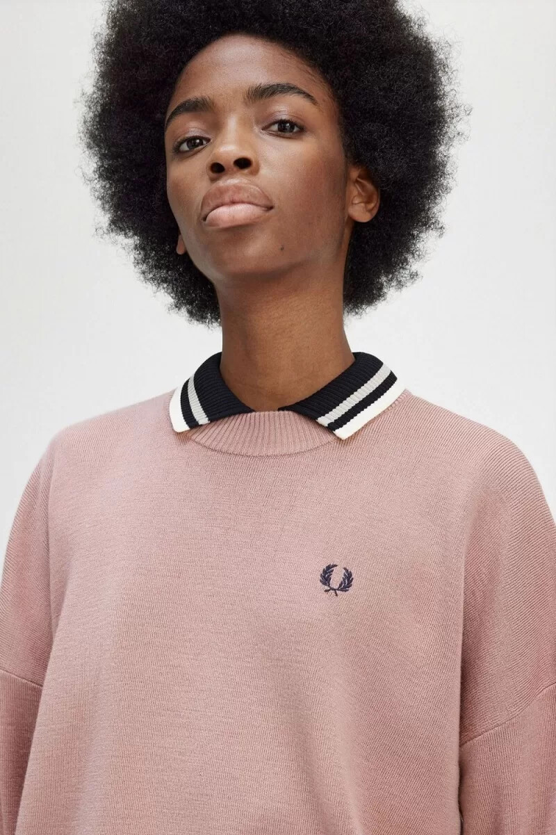 fred perry colour block damenpullover altrosa