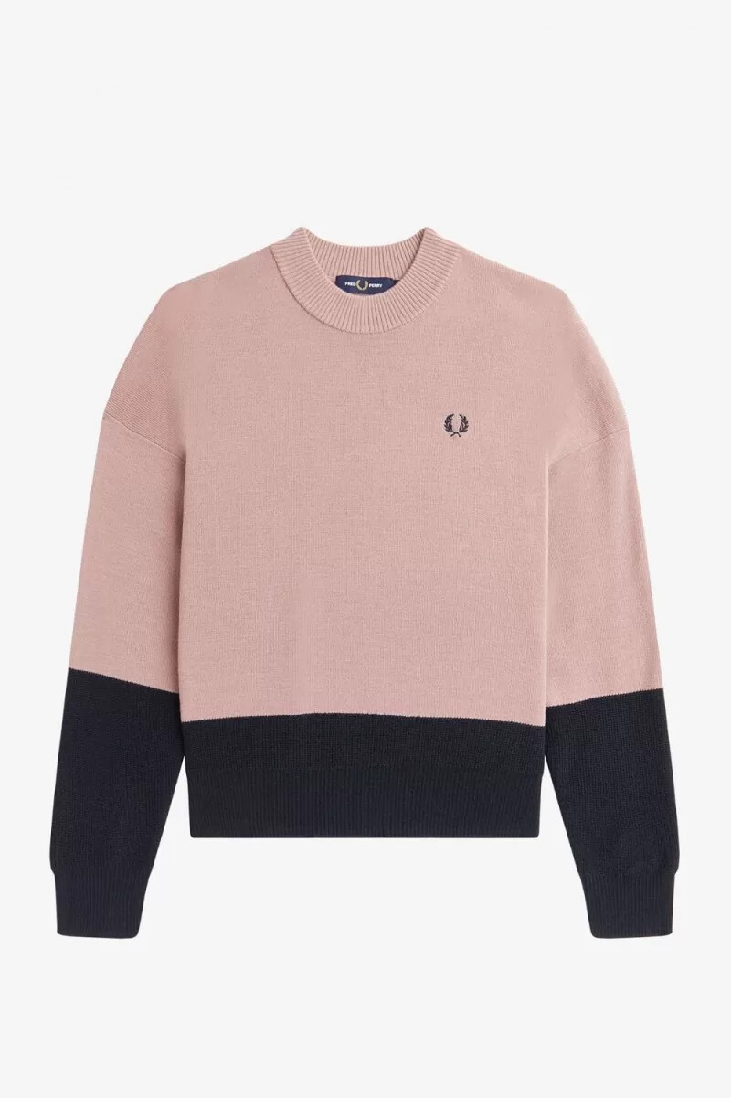 fred perry colour block damenpullover altrosa