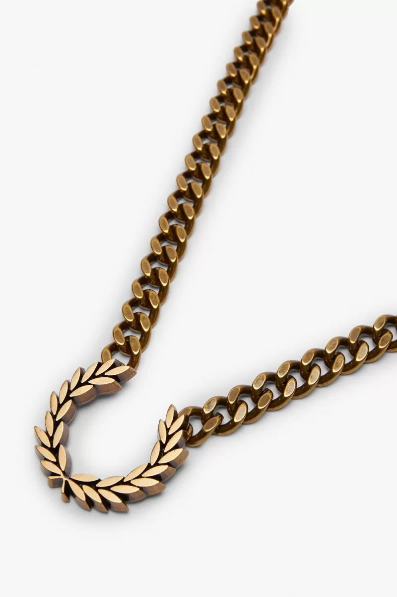 fred perry halskette mit klobigem lorbeerkranz damenschmuck gold