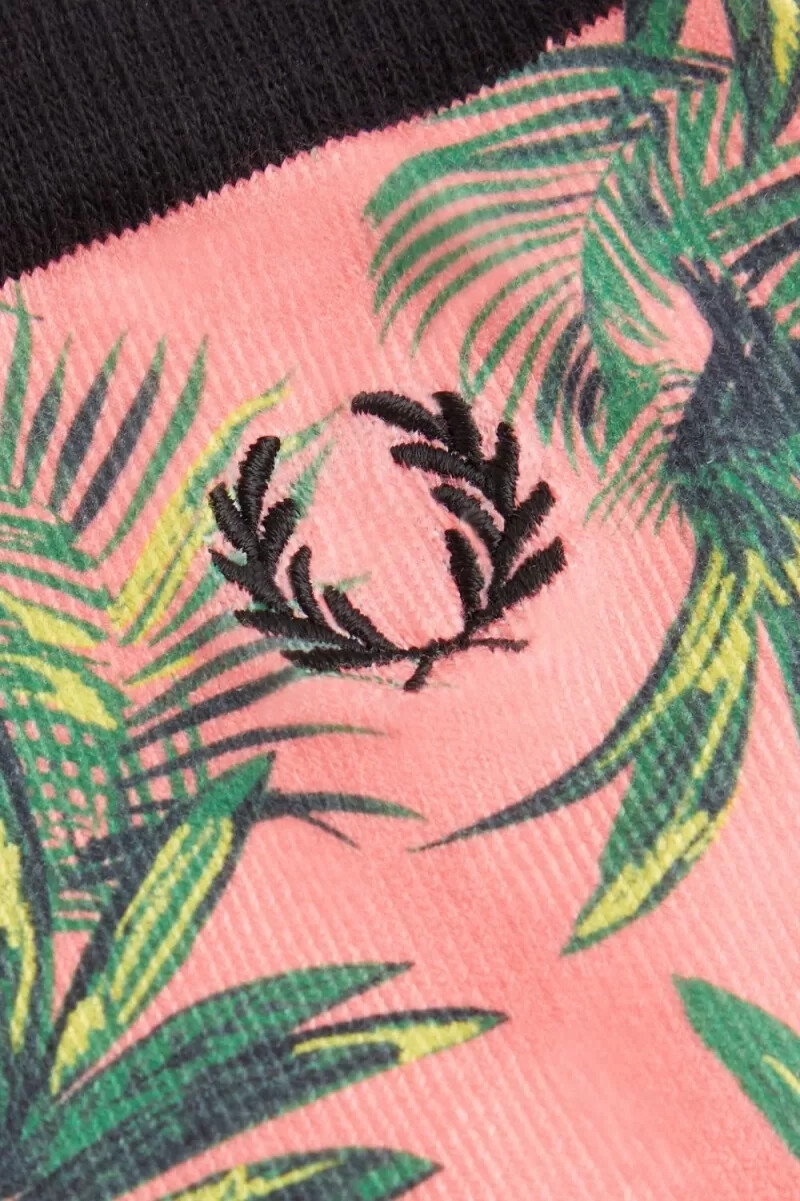 fred perry damensocken mit palmenmuster korallenrot