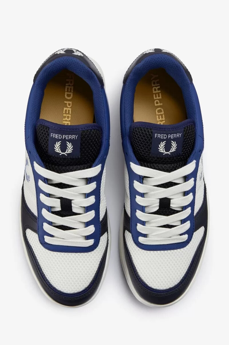 fred perry b300 herren-sneaker farbe schattiertes kobaltblau hellbeige