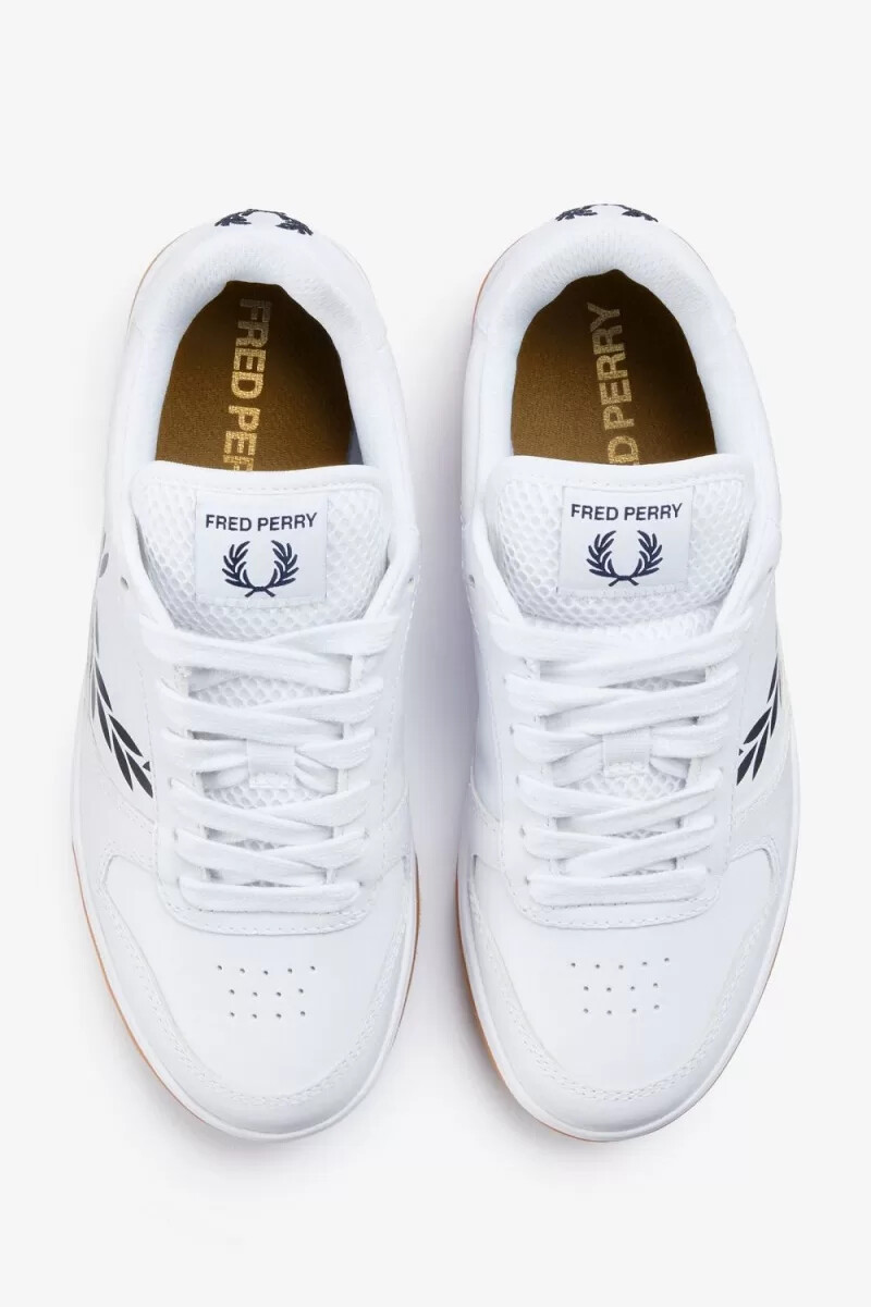 fred perry b300 herren-sneaker weiß marineblau
