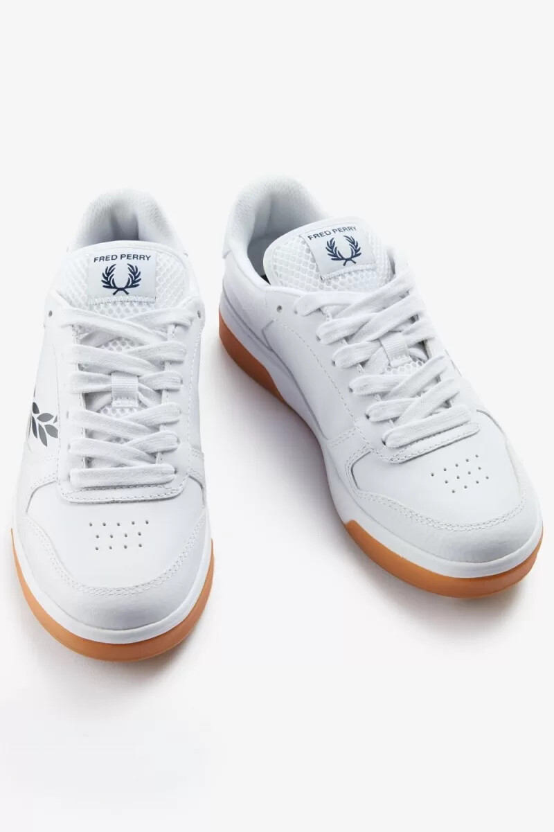 fred perry b300 herren-sneaker weiß marineblau