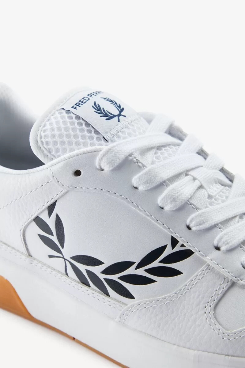 fred perry b300 herren-sneaker weiß marineblau