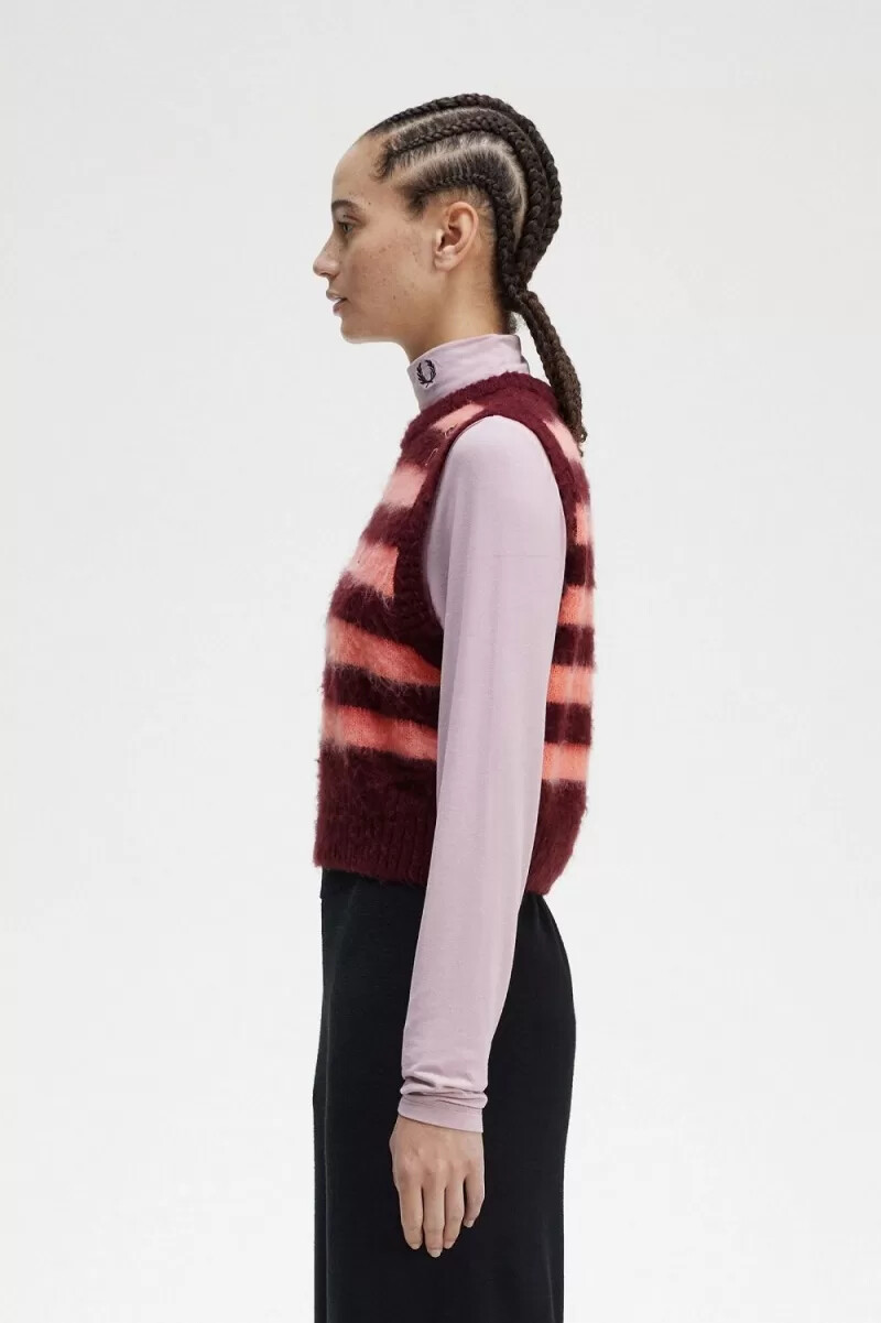 fred perry gestreiftes stricktop für damen farbe oxblood