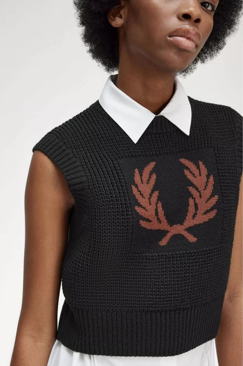 fred perry laurel wreath stricktop für damen schwarz