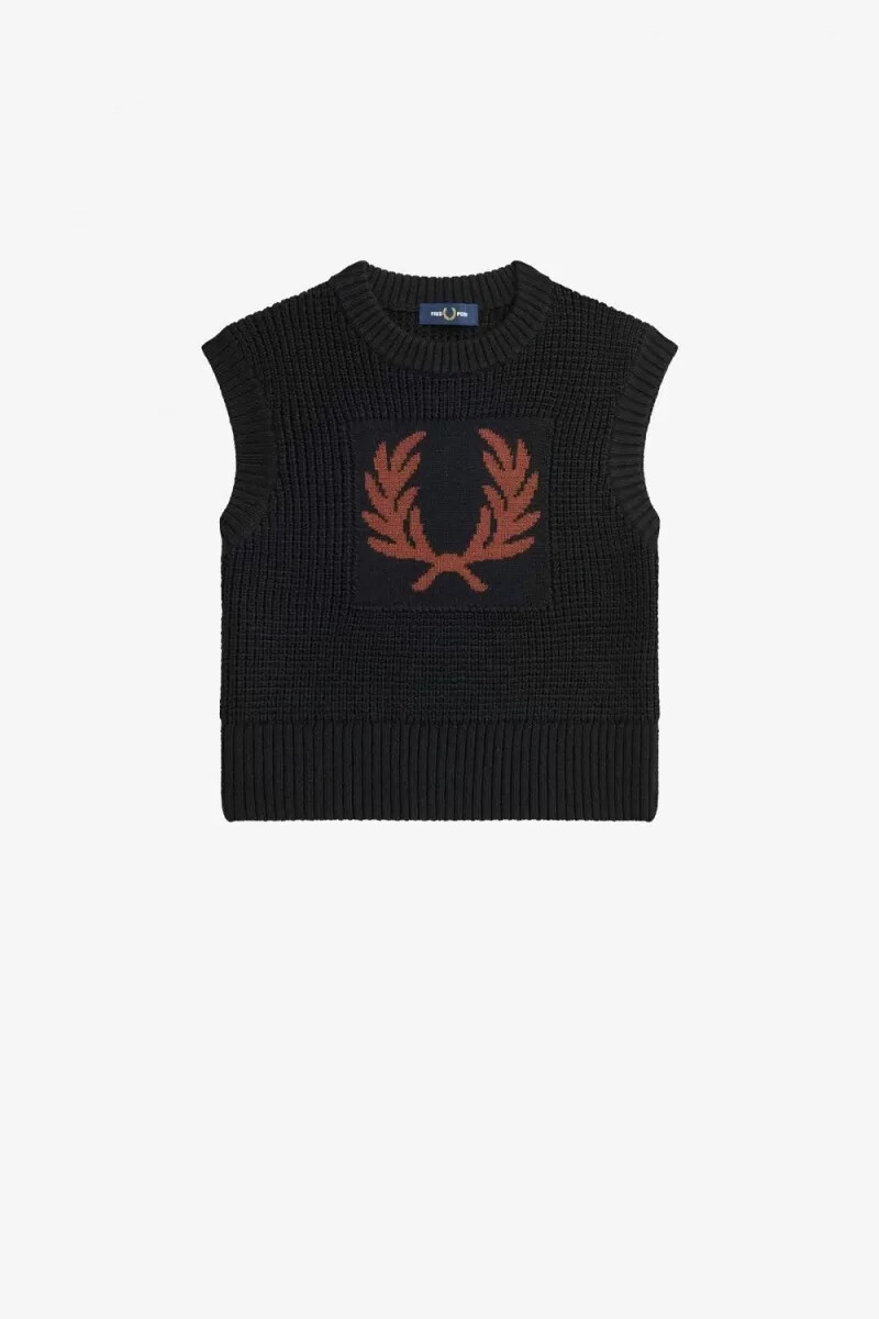 fred perry laurel wreath stricktop für damen schwarz