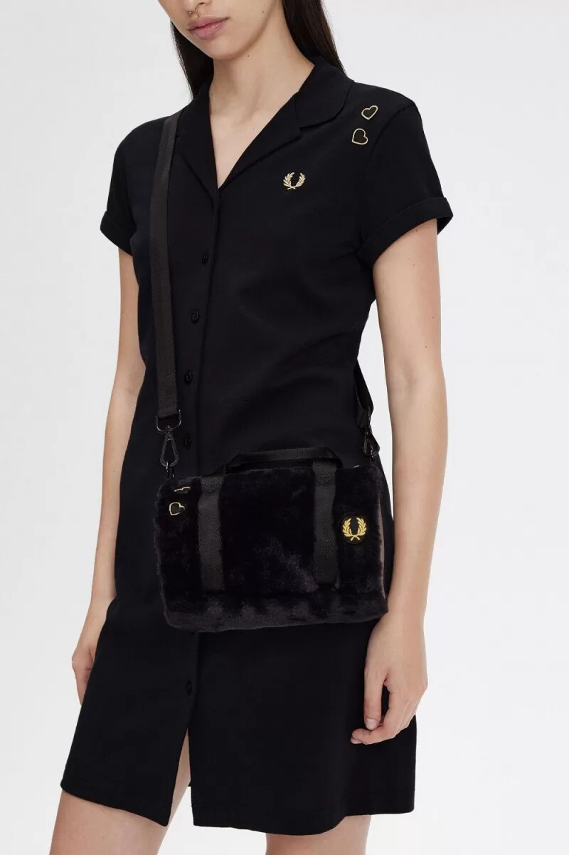 fred perry mini barrel damenhandtasche schwarz