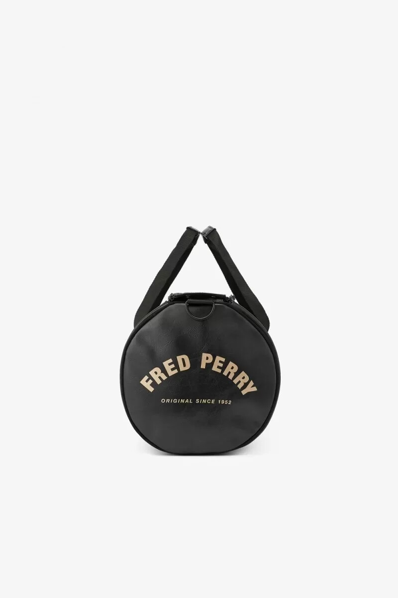 fred perry tonale pu barrel damenhandtaschen schwarz