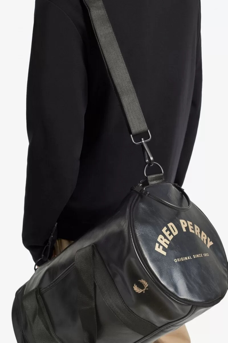fred perry tonale pu barrel damenhandtaschen schwarz