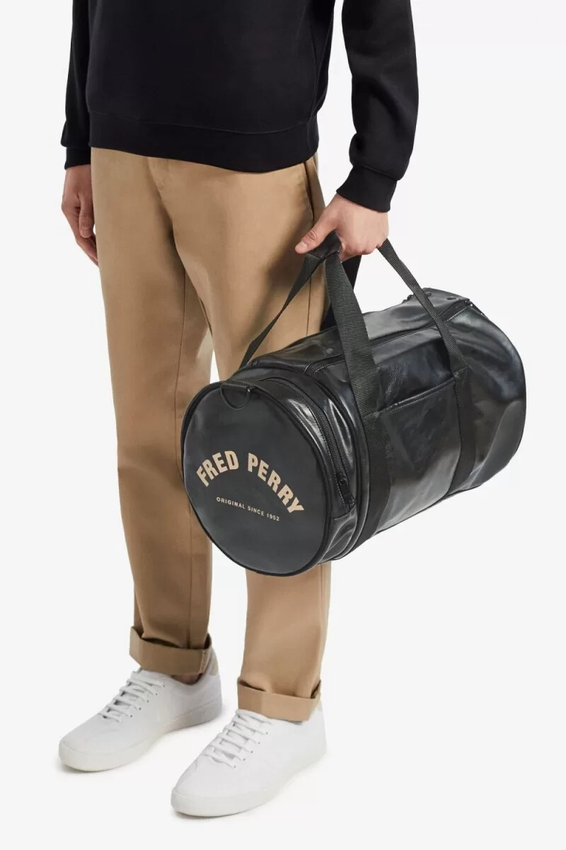 fred perry tonale pu barrel damenhandtaschen schwarz