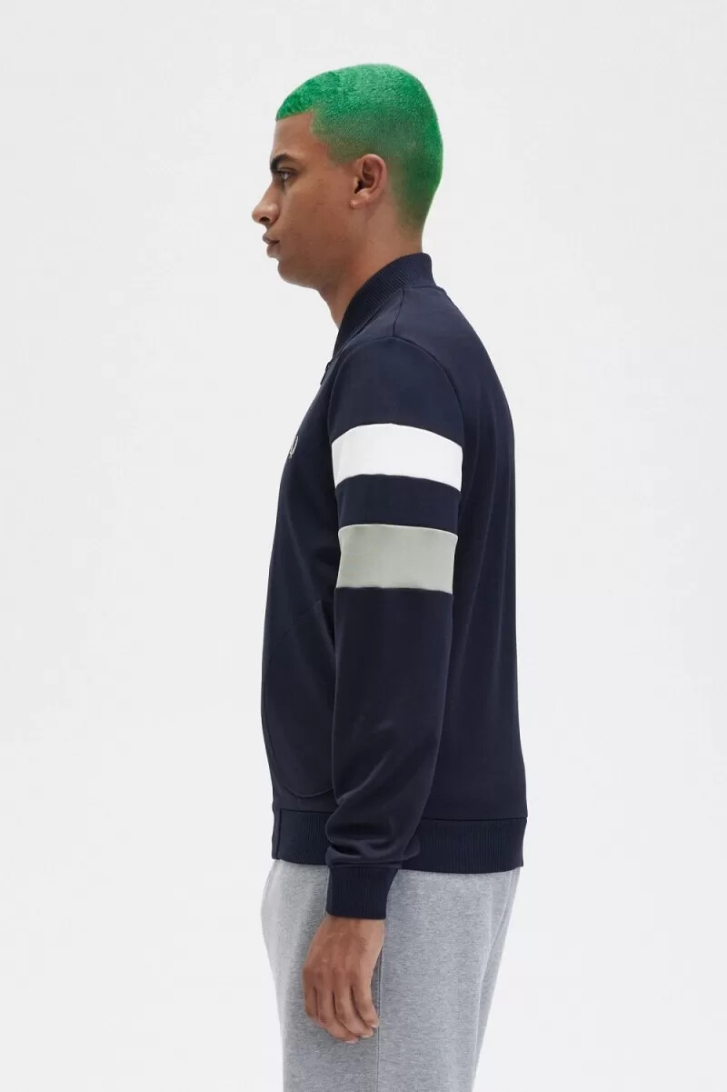fred perry herren-trainingsjacke mit farbtupfern an den Ärmeln marineblau