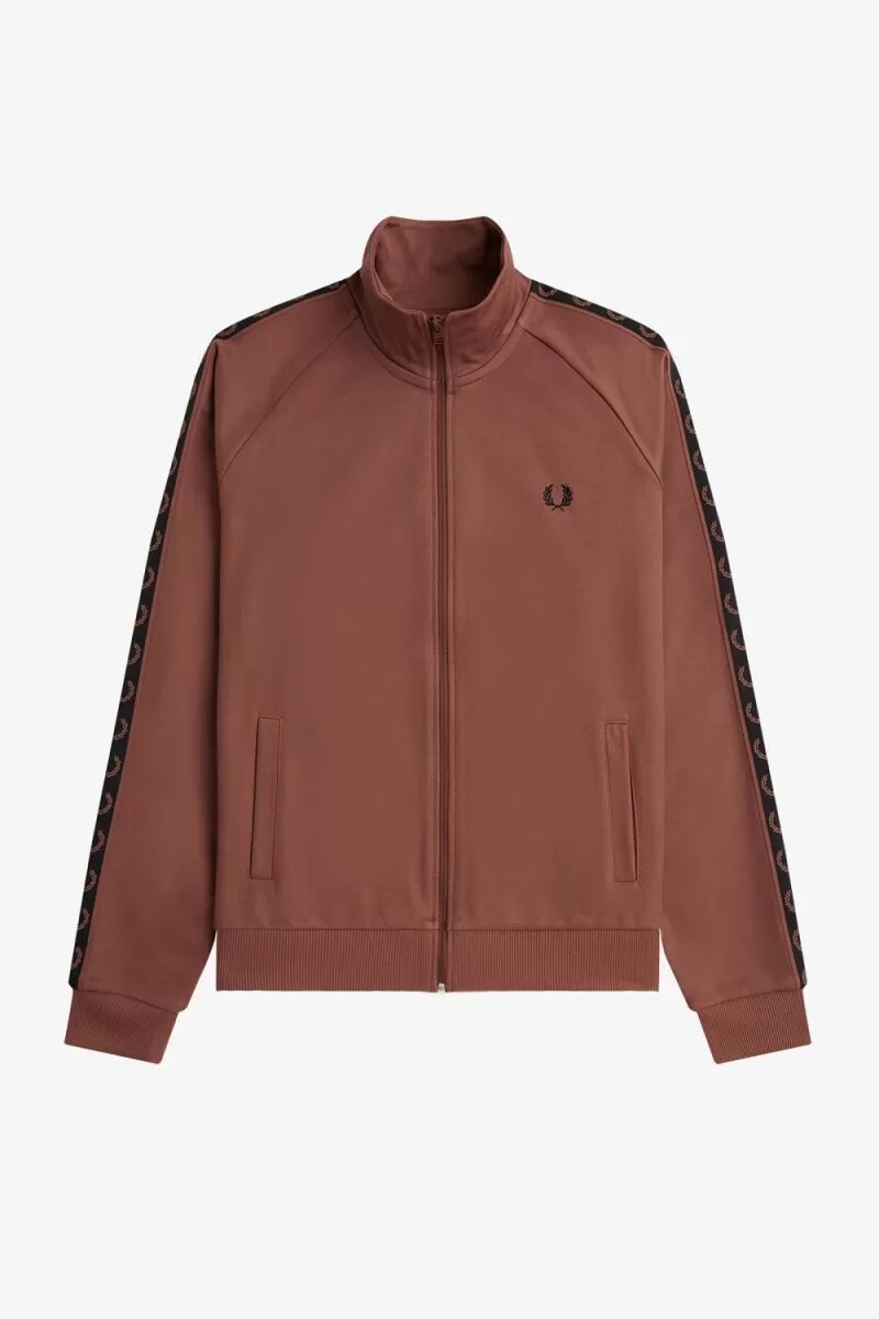 fred perry trainingsjacken für herren mit kontrastband whiskybraunschwarz